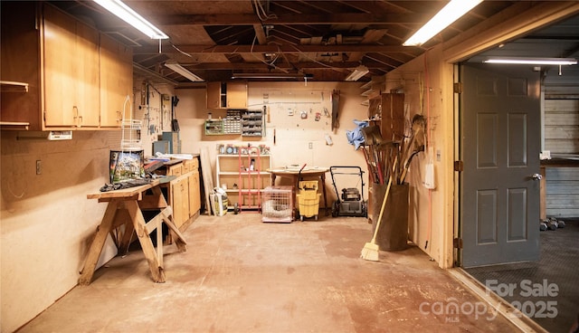 interior space with a workshop area