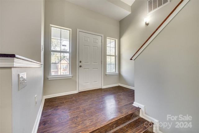 entrance foyer featuring dark hardwood / wood-style floors