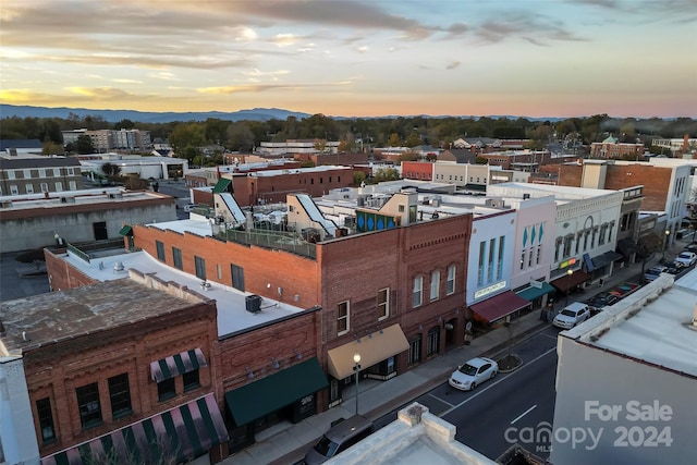 view of aerial view at dusk