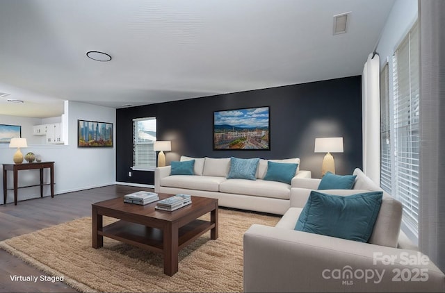 living room featuring hardwood / wood-style floors