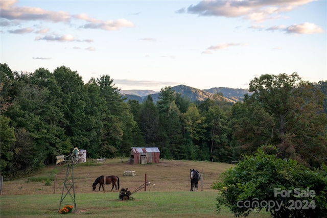 view of mountain feature with a rural view