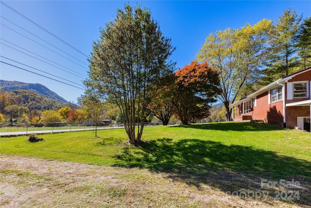 view of yard with a mountain view