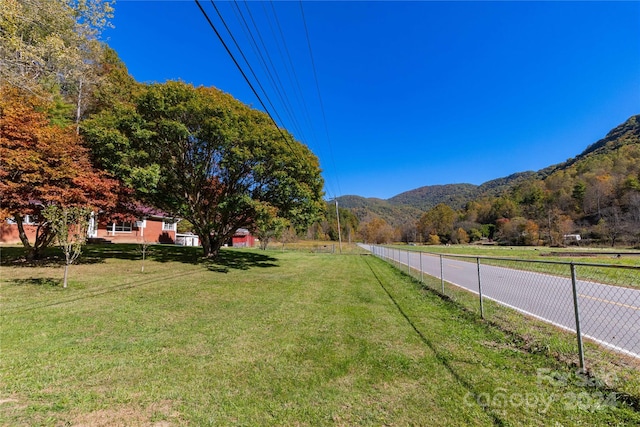 view of yard with a mountain view and a rural view