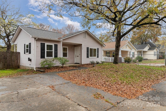 view of single story home