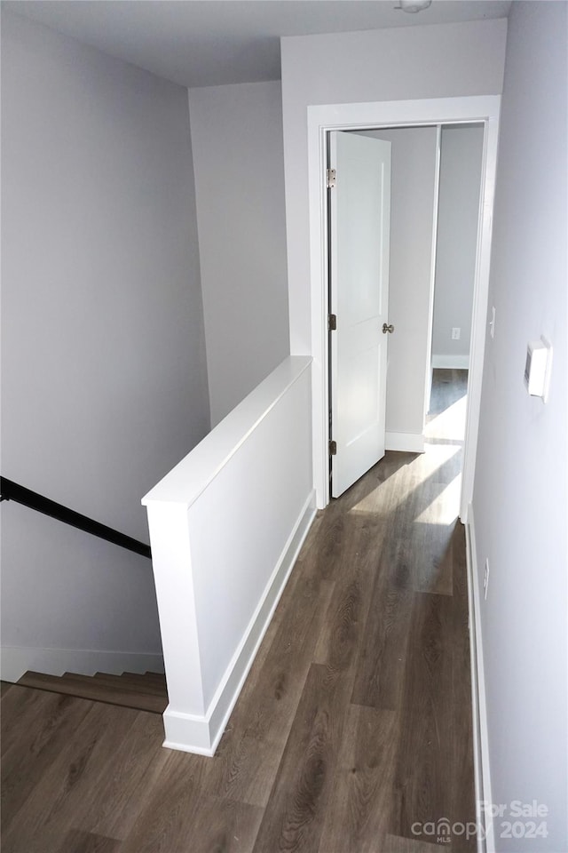 corridor featuring dark hardwood / wood-style flooring