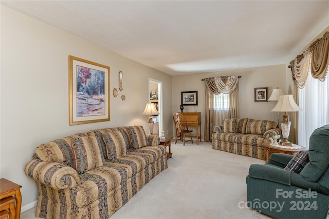 living room featuring carpet