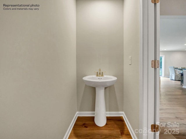 bathroom featuring sink and wood-type flooring