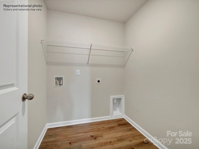 laundry room with washer hookup, electric dryer hookup, and hardwood / wood-style floors