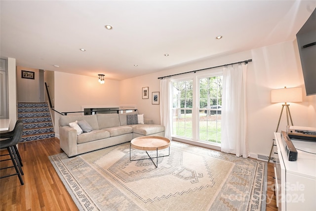 living room featuring light hardwood / wood-style flooring