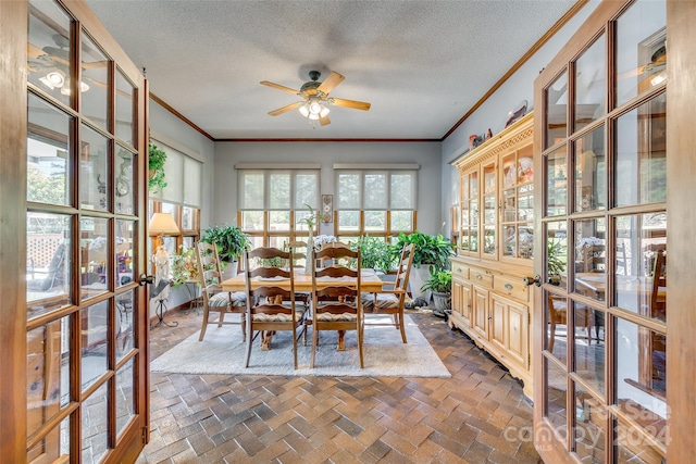 sunroom featuring ceiling fan