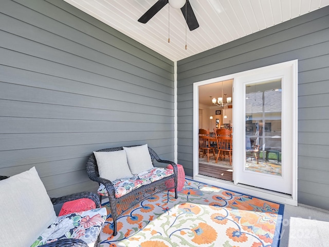 view of patio with ceiling fan