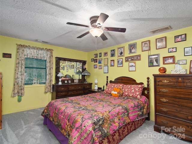 24 Palatka St, Arden, NC 28704 - bedroom featuring carpet, a textured ceiling, and a ceiling fan