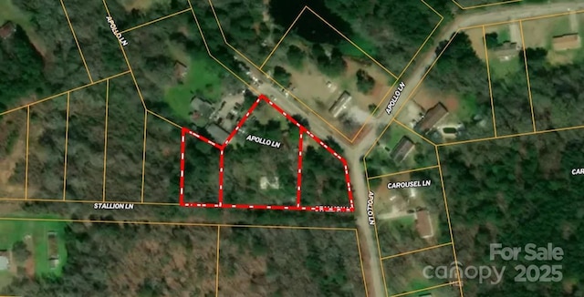 aerial view of property's location with property boundaries highlighted
