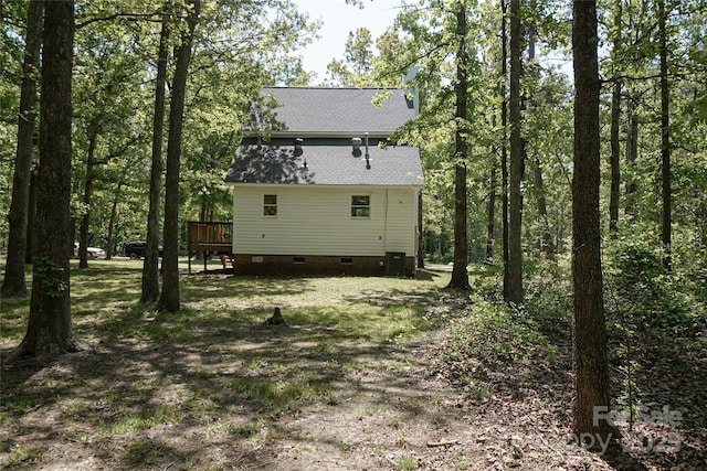 1062 Full Count Ln, Lancaster, SC 29720 - rear view of property with crawl space, roof with shingles, a wooden deck, and central AC
