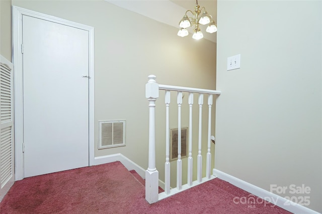 1062 Full Count Ln, Lancaster, SC 29720 - stairs featuring carpet flooring, a chandelier, and baseboards