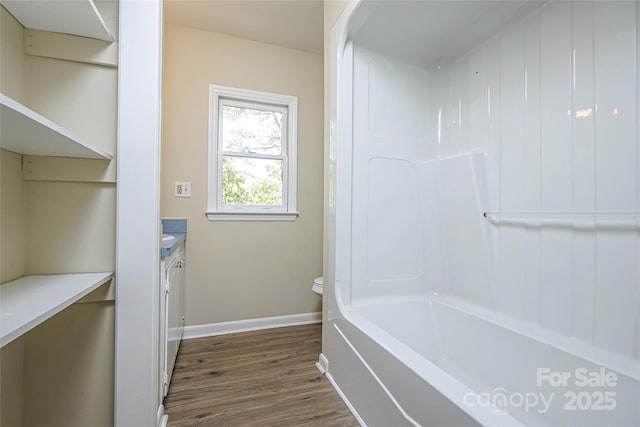 1062 Full Count Ln, Lancaster, SC 29720 - bathroom with wood finished floors, baseboards, vanity, and toilet