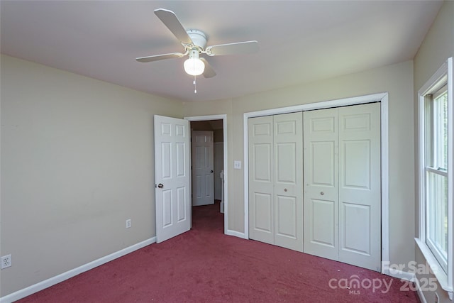 1062 Full Count Ln, Lancaster, SC 29720 - unfurnished bedroom with carpet, a closet, baseboards, ceiling fan, and multiple windows
