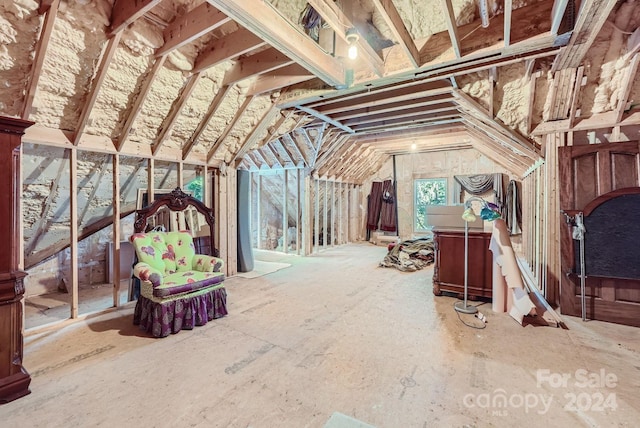 view of unfinished attic