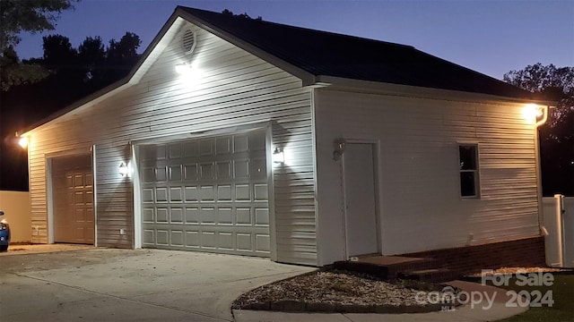 view of garage