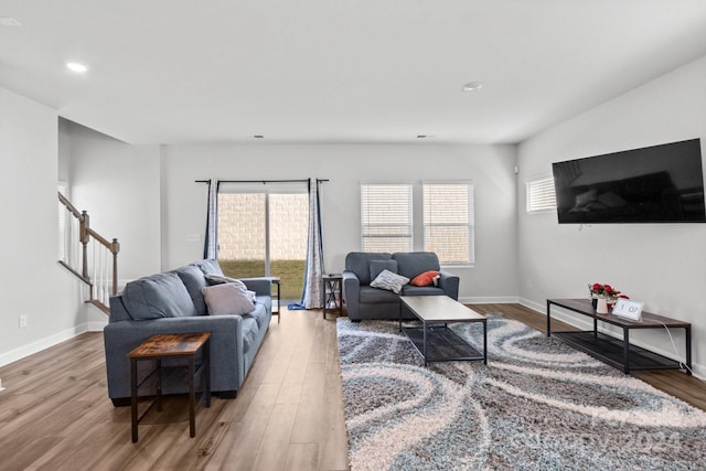 living room with hardwood / wood-style floors