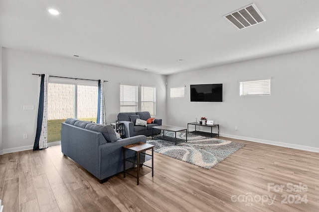 living room with light wood-type flooring