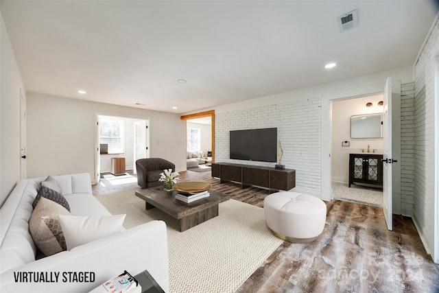 living room featuring hardwood / wood-style flooring