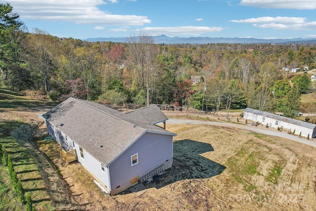 aerial view with a mountain view