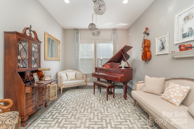 living area with light hardwood / wood-style floors