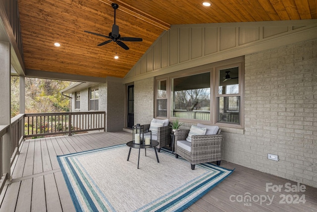 deck featuring ceiling fan