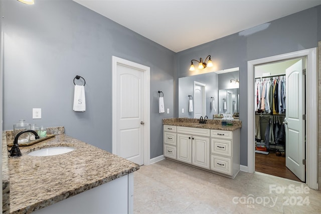 bathroom with wood-type flooring and vanity