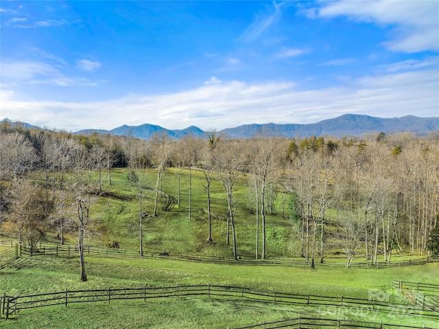 view of mountain feature featuring a rural view