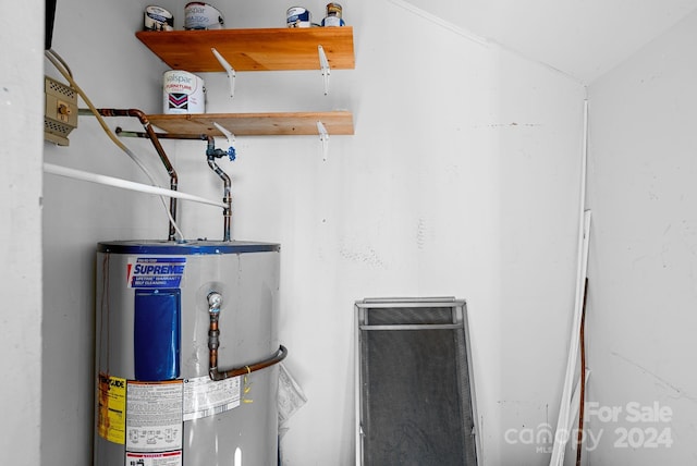 utility room with water heater