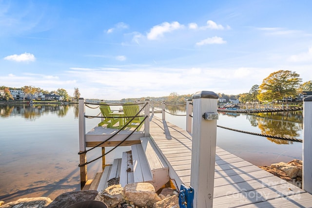 view of dock featuring a water view