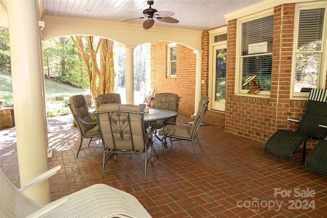 view of patio with ceiling fan