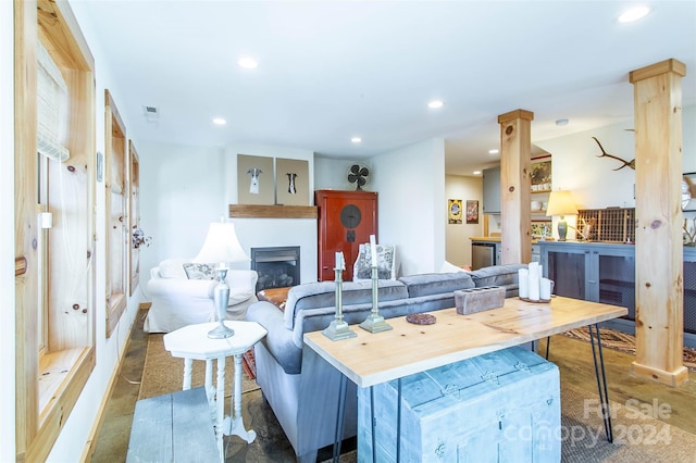 126 Bradley Ascent Ct, Hendersonville, NC 28792 - living room with a glass covered fireplace and recessed lighting