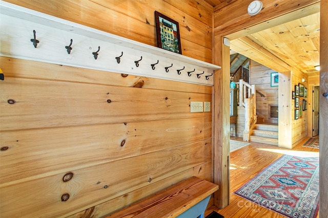 126 Bradley Ascent Ct, Hendersonville, NC 28792 - mudroom featuring wooden walls and wood finished floors