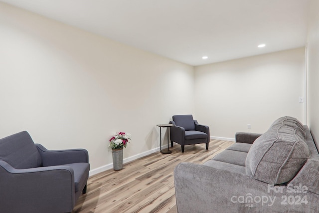 living room with light hardwood / wood-style flooring