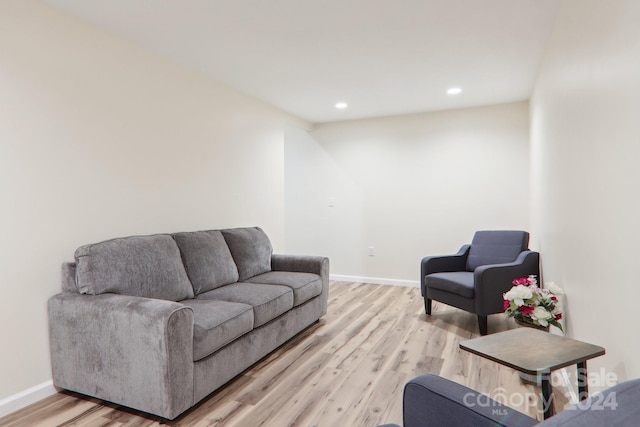 living room with light hardwood / wood-style floors