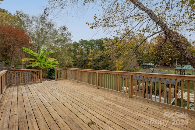 wooden deck with a water view