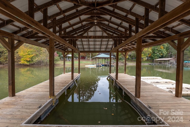 view of dock featuring a water view