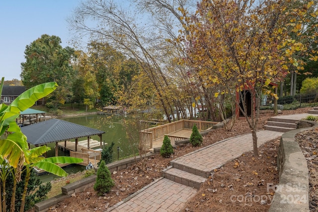 view of home's community with a water view