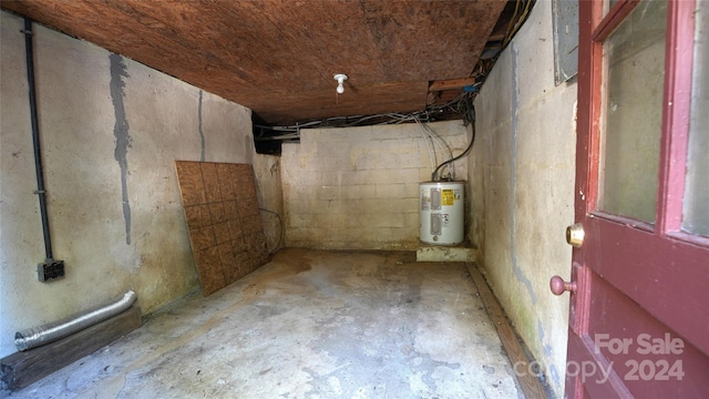 basement with water heater