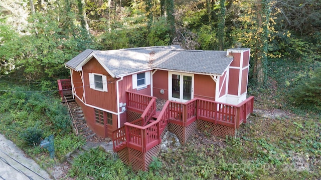 view of front of home with a deck