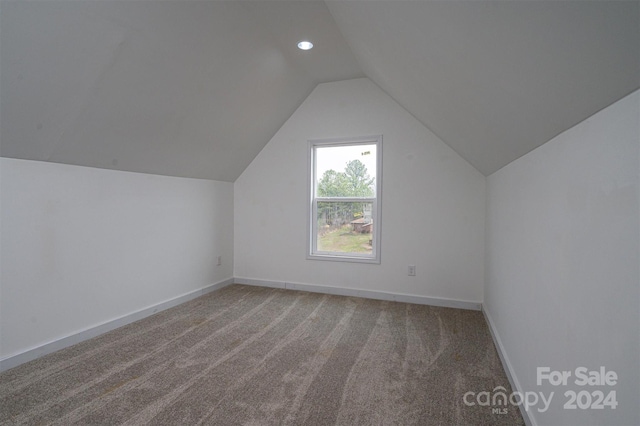 bonus room with lofted ceiling and carpet