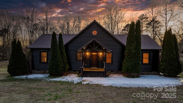 view of log home