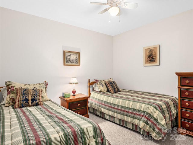 bedroom with carpet and ceiling fan