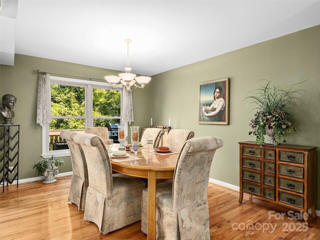 121 Canoe Dr, Mill Spring, NC 28756 - dining room with wood finished floors, an inviting chandelier, and baseboards