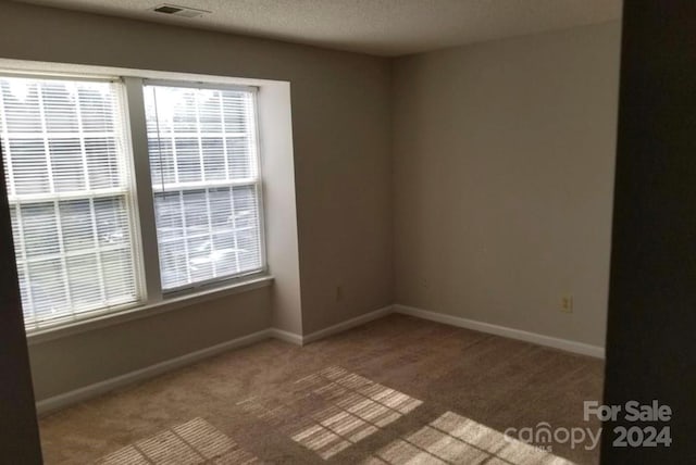 carpeted spare room featuring a textured ceiling