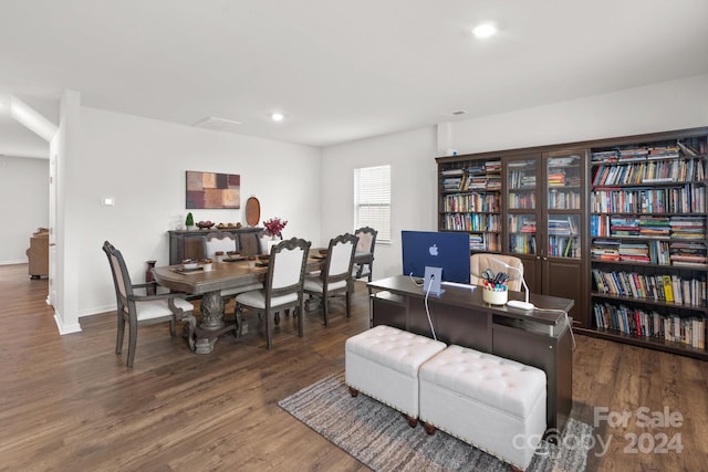 interior space with dark wood-type flooring