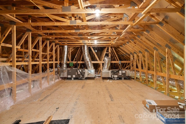 view of unfinished attic